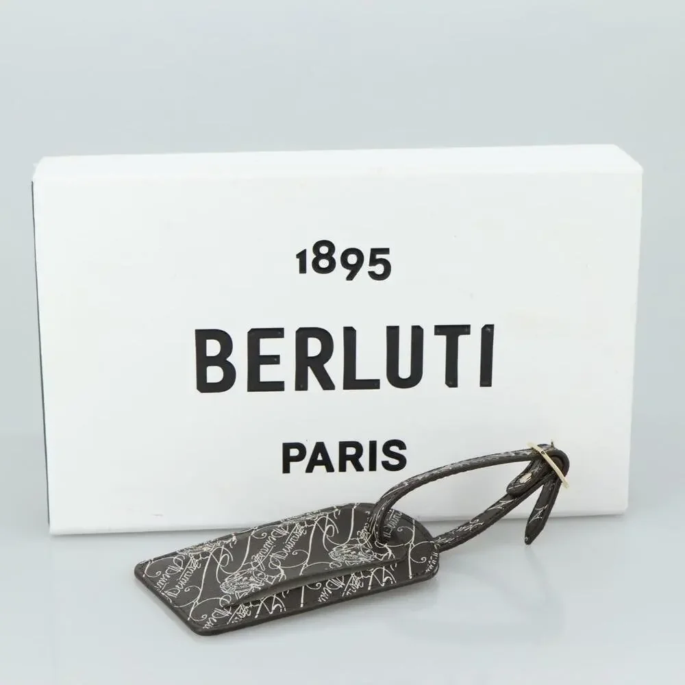 Berluti Calligraphy Name Tag Leather Brown